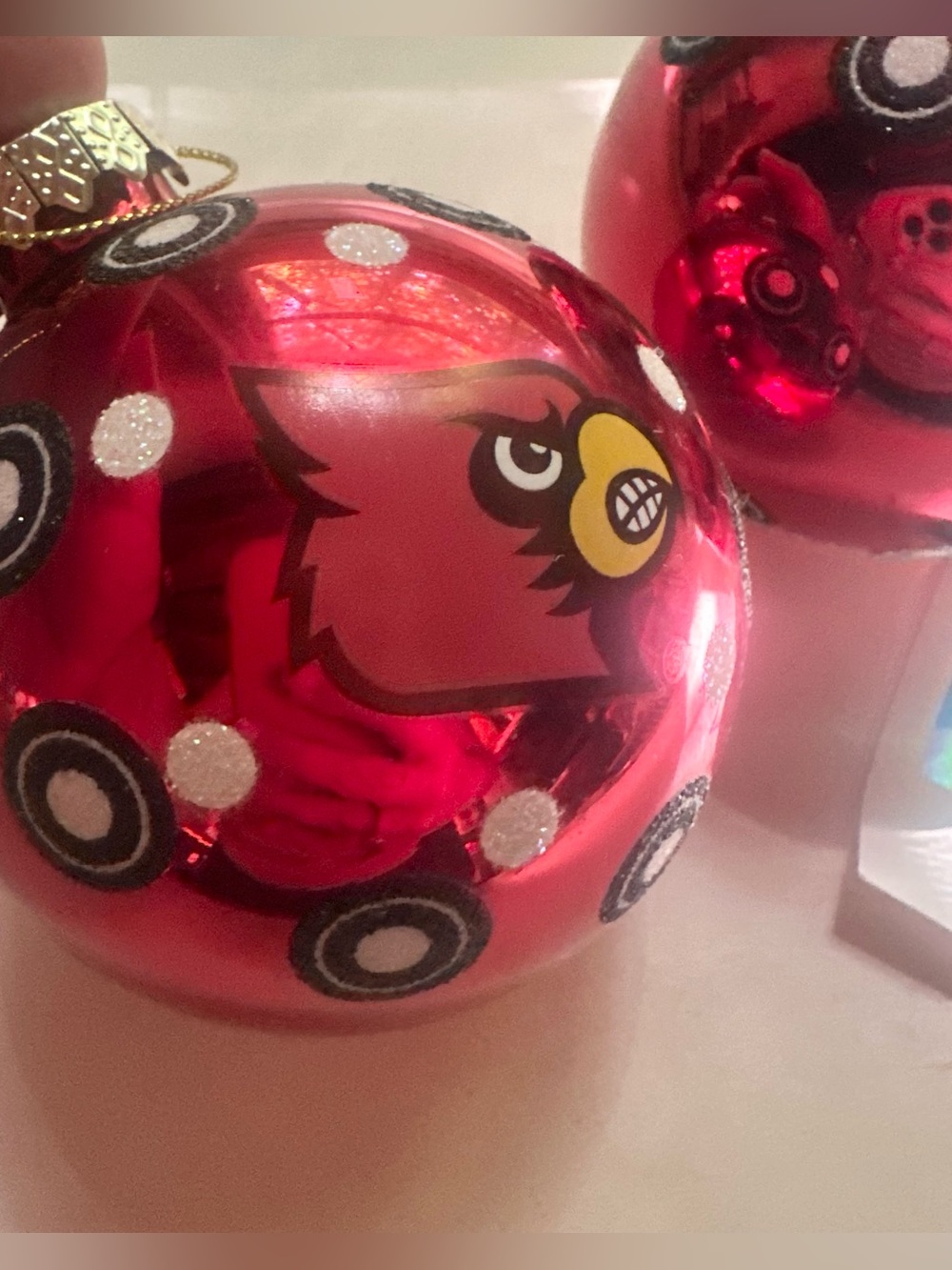 Louisville Cardinals Christmas Ornament Lot Of 2 Ball Red New Holiday Kentucky